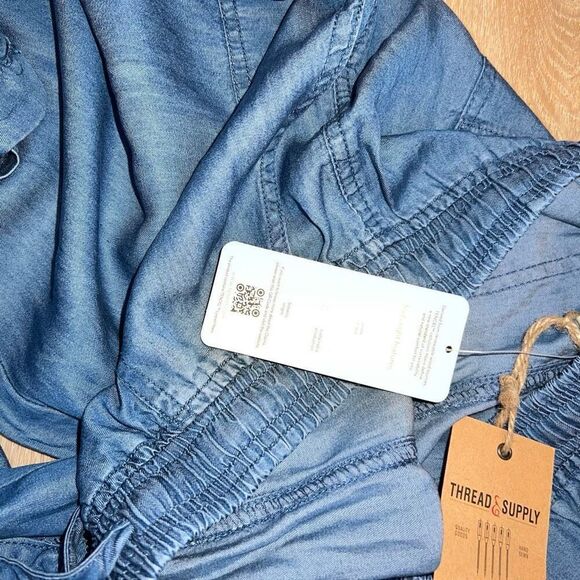 Thread & Supply Chambray Denim Joggers Tencel Sustainable Fabric Lightweight XS - Picture 6 of 16